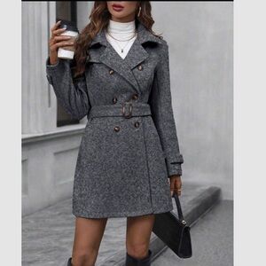 Luxe gray cozy double breasted coat
